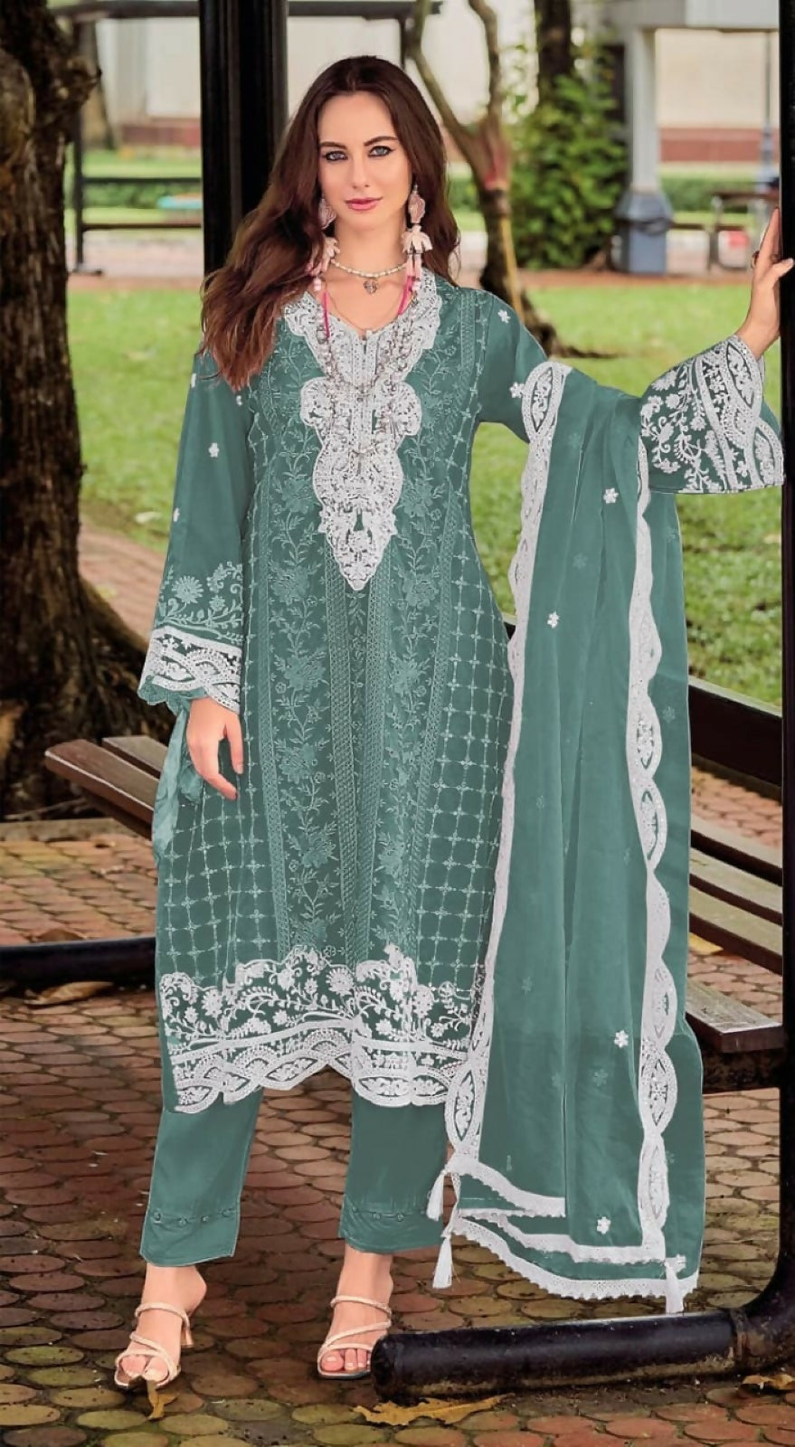 Anaita Blue Silk Stitched Suit with Embroidery Sequins - Distacart