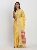 Shree Shyam Fashion Linen Cotton Yellow Saree - Distacart