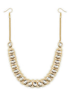 Gold-Plated White Kundan-Studded Pearl Beaded Hair Band - Ruby Raang - Distacart