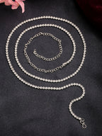 NVR Women's Silver-Plated AD-Studded Kamarbandh Waist Chain
