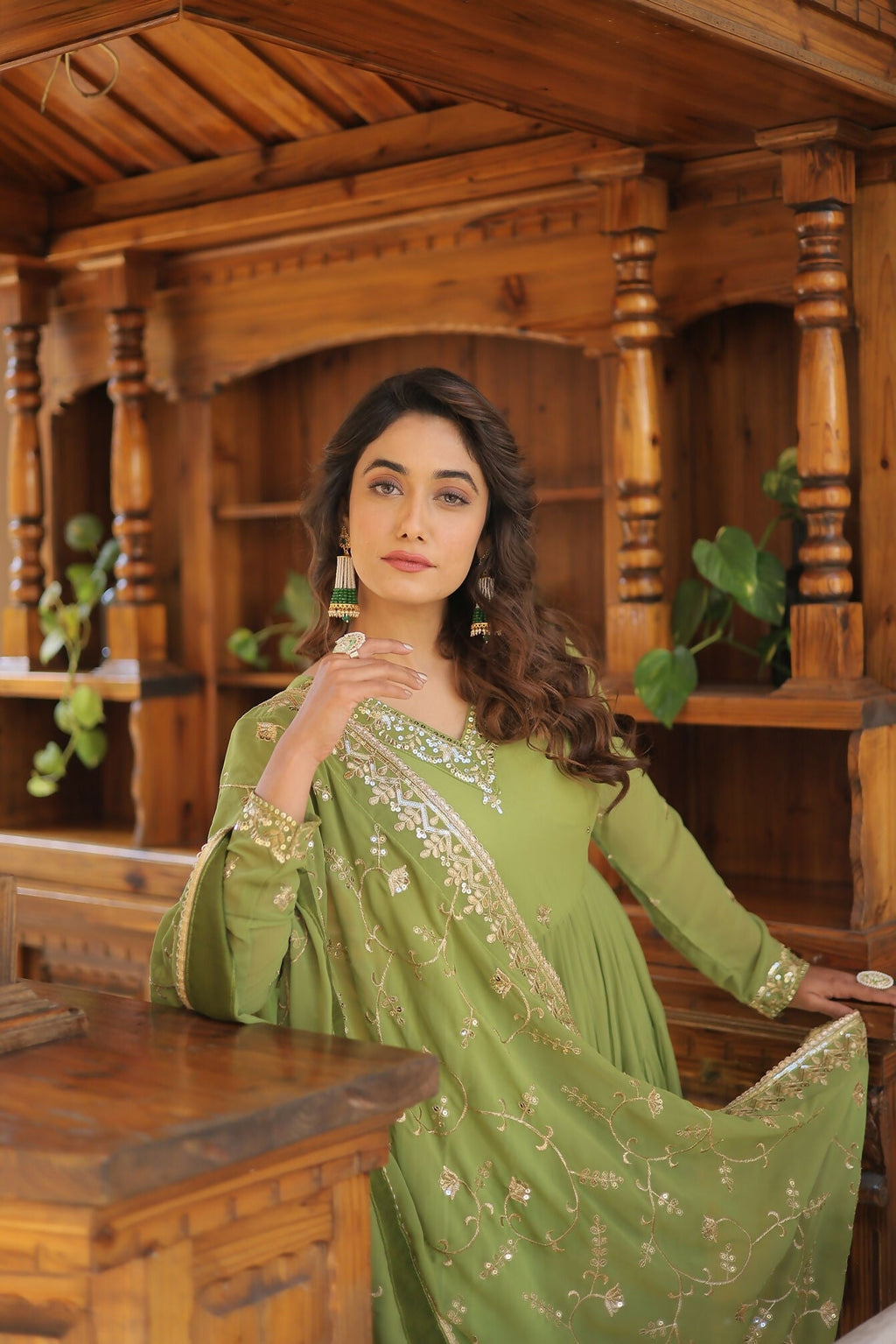 Joban Fashion Green Georgette Sequence Embroidery Work Kurta Set - Distacart