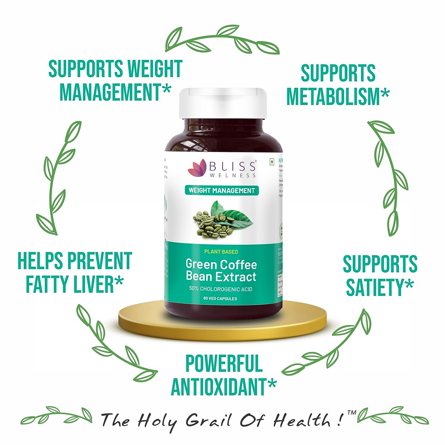 Bliss Welness Green Coffee Bean Extract Capsules - Distacart