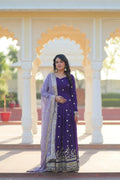 Joban Fashion Blue Georgette Sequence Embroidery Work Kurta Set - Distacart
