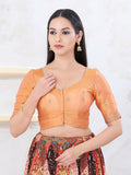 Joban Fashion Rust-Gold Shimmer Elbow Sleeveless Front Open Blouse