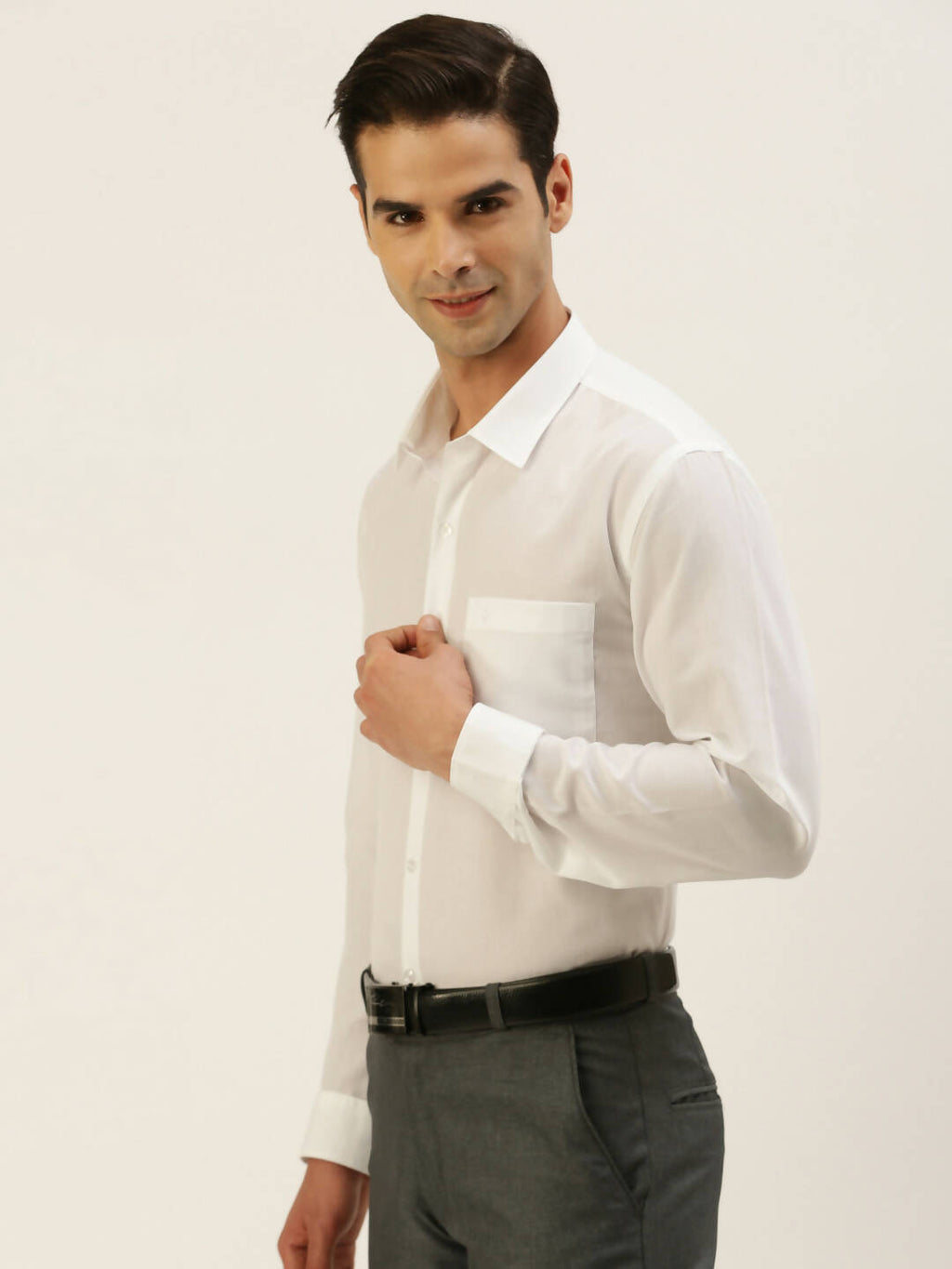 Ramraj Cotton Mens Full Sleeve White Shirt Plus Size - Minister Cotton