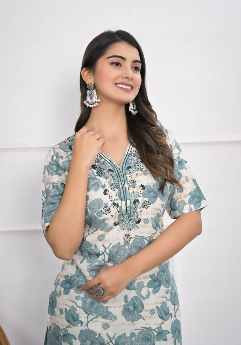 Festive Wear Ethnic Off White chanderi Stitched Suit - Anbazaar