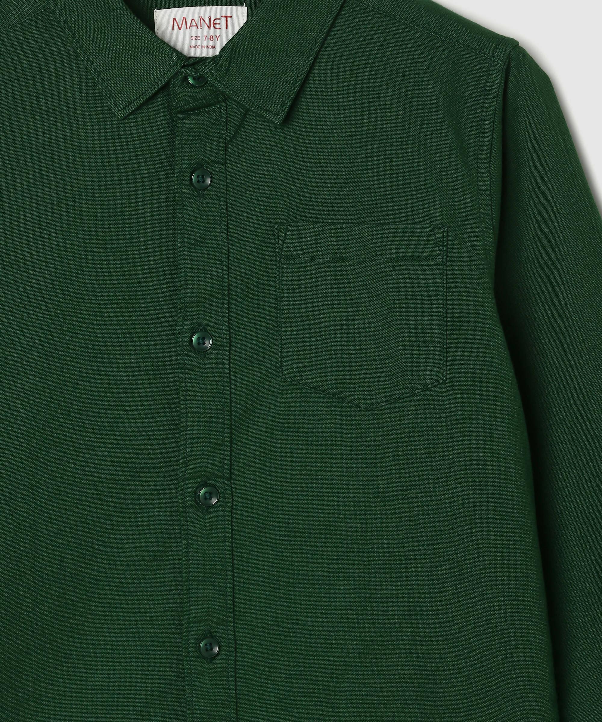 Manet Boys Full Sleeves Solid Shirt - Green