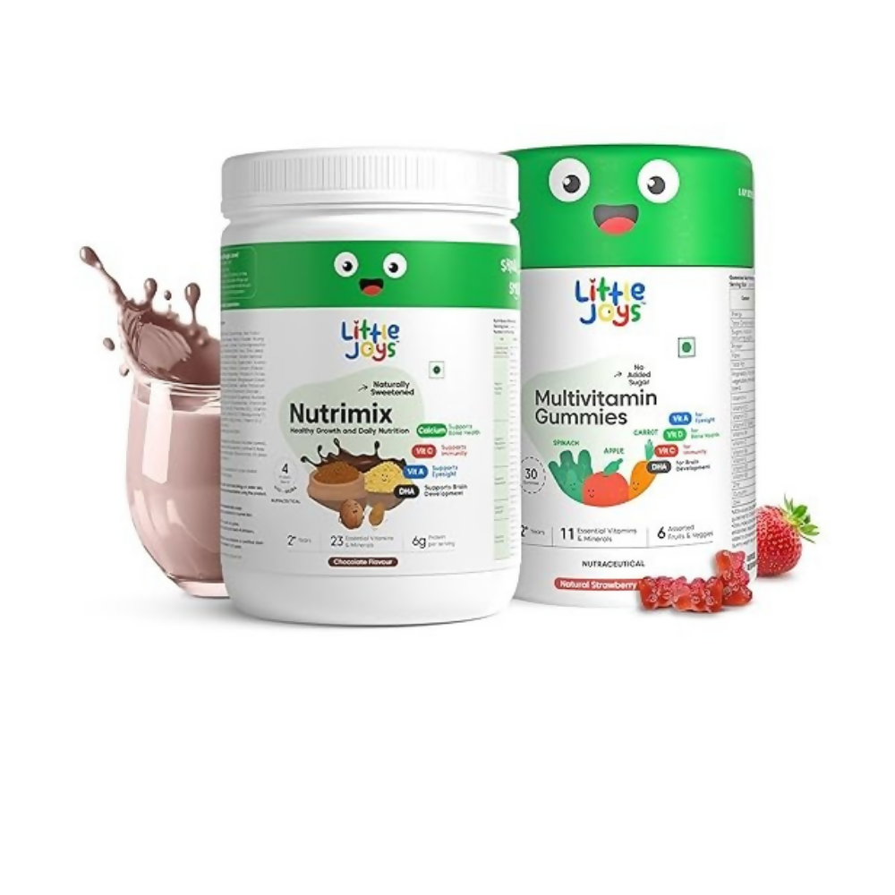Little Joys Immunity Boosting Nutrimix Nutrition Powder Belgian Chocolate 2 + and Multivitamin Gummies Combo - Distacart
