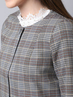 Even Apparels Brown Polywool Open Front Statement Women's Jacket - Distacart