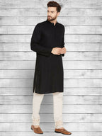 Even Apparels Pure Cotton Black Kurta - Black