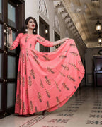 All Season Designer Pink Pure Maslin Gown - Anbazaar - Distacart