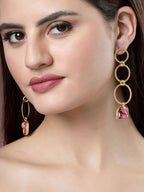 NVR Women's Gold-Plated Mother of Pearl Handcrafted Drop Earrings - Distacart