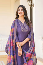 Festive Wear Ethnic Purple vetigun Stitched Suit With Dupatta - Nisha