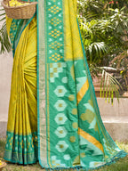 Shree Shyam Fashion Pochampalli Silk Mustard Yellow Saree - Distacart