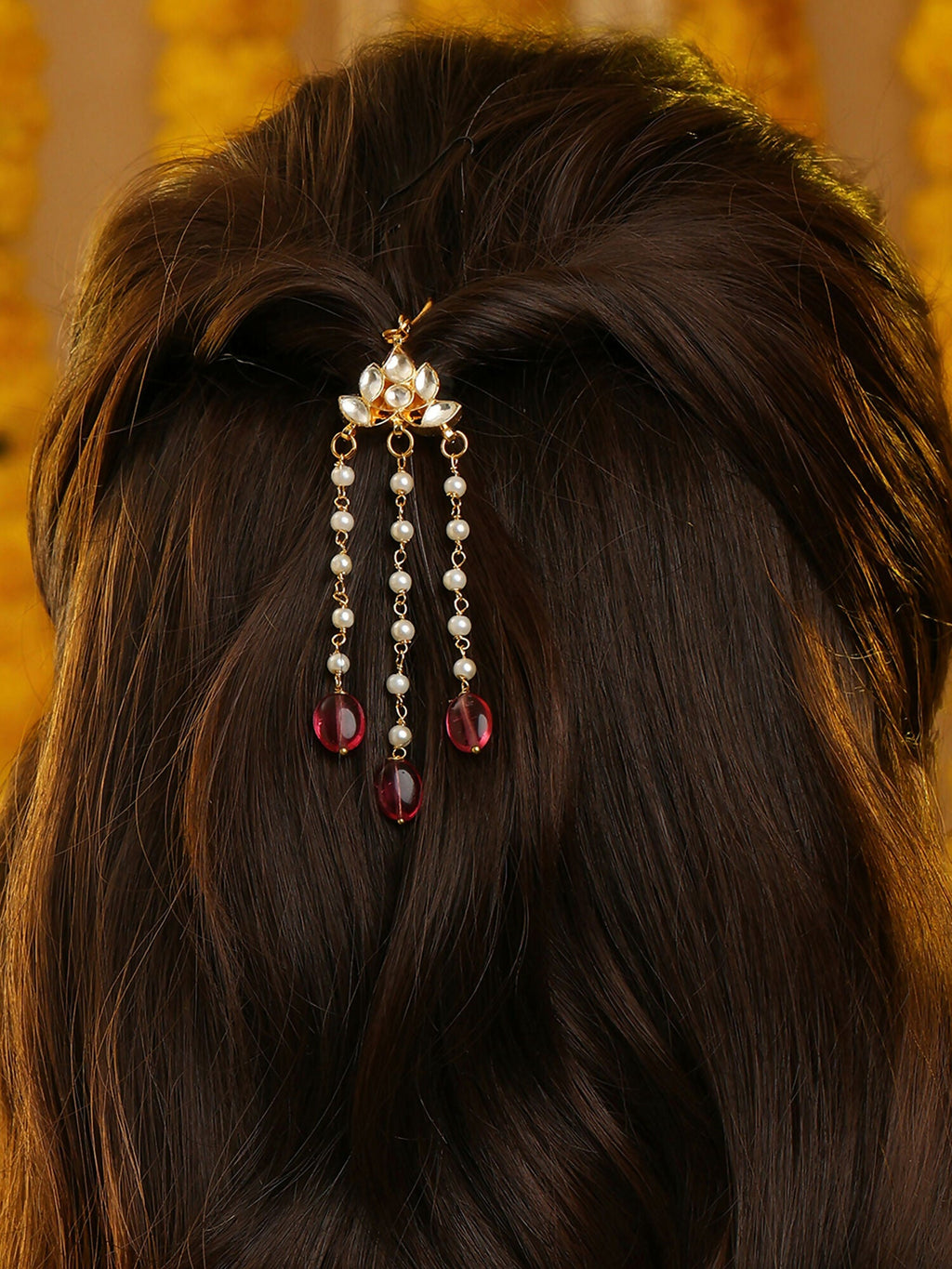 Ruby Raang Floral Pearl Hair Jewelry