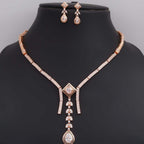 Jewel City Exquisite Rose Gold Plated American Diamond Necklace Set