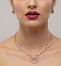 Jewel City Exquisite Rose Gold Plated American Diamond Necklace Set