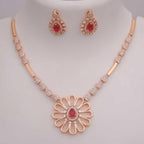 Jewel City Exquisite Rose Gold Plated American Diamond Necklace Set