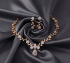 Jewel City Exquisite Rose Gold Plated White American Diamond Necklace Set