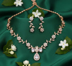 Jewel City Exquisite Rose Gold Plated White American Diamond Necklace Set