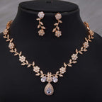 Jewel City Exquisite Rose Gold Plated White American Diamond Necklace Set
