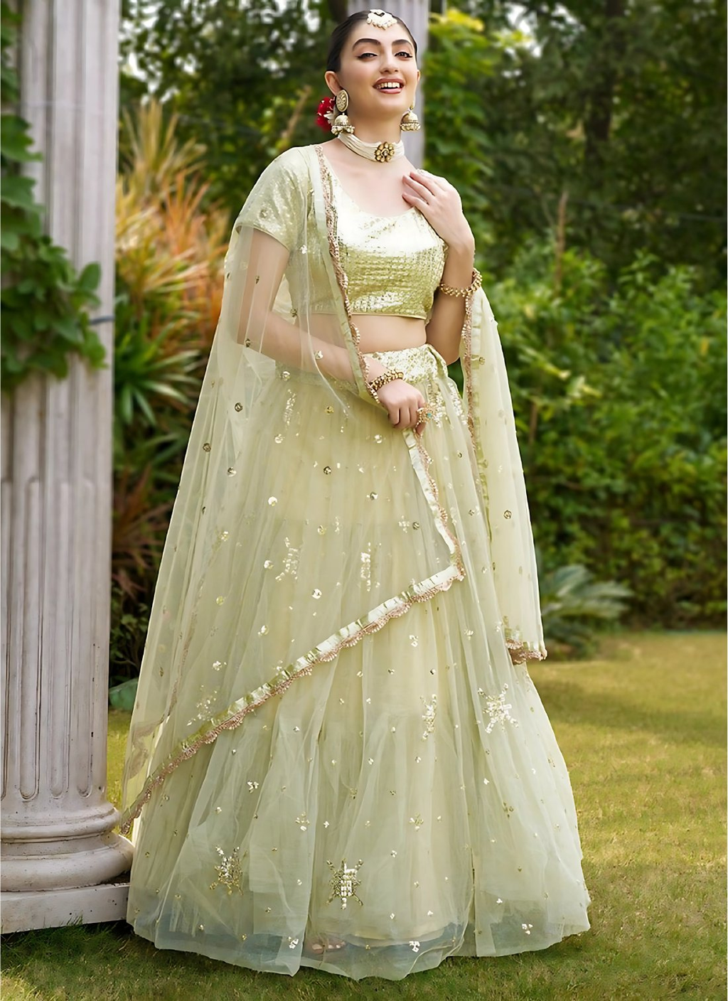 Lehenga Mart Designer Wedding Lehenga Choli For Women - Pista