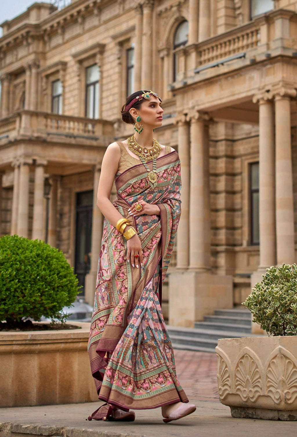 Spicy Mix Maroon Superior V.P.Silk Woven Printed Patola Silk Saree - Rewaa Milano