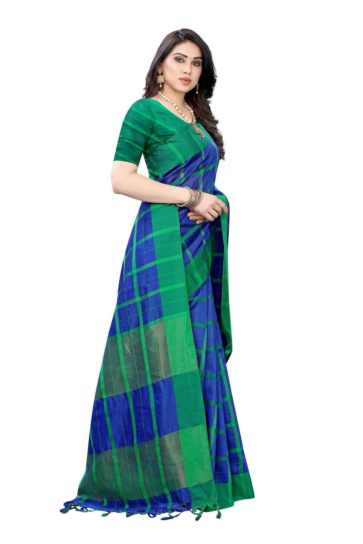 Vamika Navy Cotton Silk Weaving Saree (SATURN NAVY) - Distacart