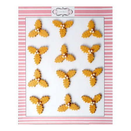 Confect Gold Holly | Edible Christmas Topper