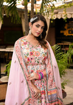 Wedding Designer Multi Soft Dola Silk Anarkali suit with Dupatta - Sanj