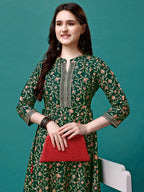 Floral Printed Rayon Flared Dress Kurta, Multicolor - Hiral Fashion
