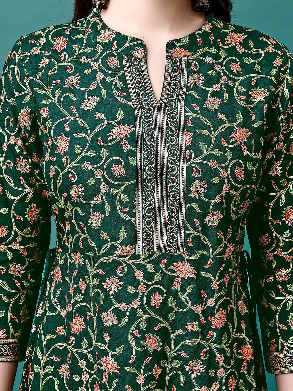 Floral Printed Rayon Flared Dress Kurta, Multicolor - Hiral Fashion