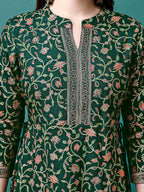 Floral Printed Rayon Flared Dress Kurta, Multicolor - Hiral Fashion