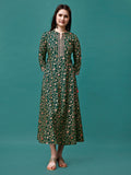 Floral Printed Rayon Flared Dress Kurta, Multicolor - Hiral Fashion