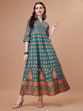 Rayon Ethnic Motifs Printed Flared Kurta, Multicolor - Hiral Fashion - Distacart