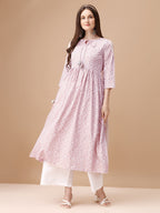 Bandhani Printed Flared Tie Up Neck Kurta, Multicolor - Hiral Fashion - Distacart