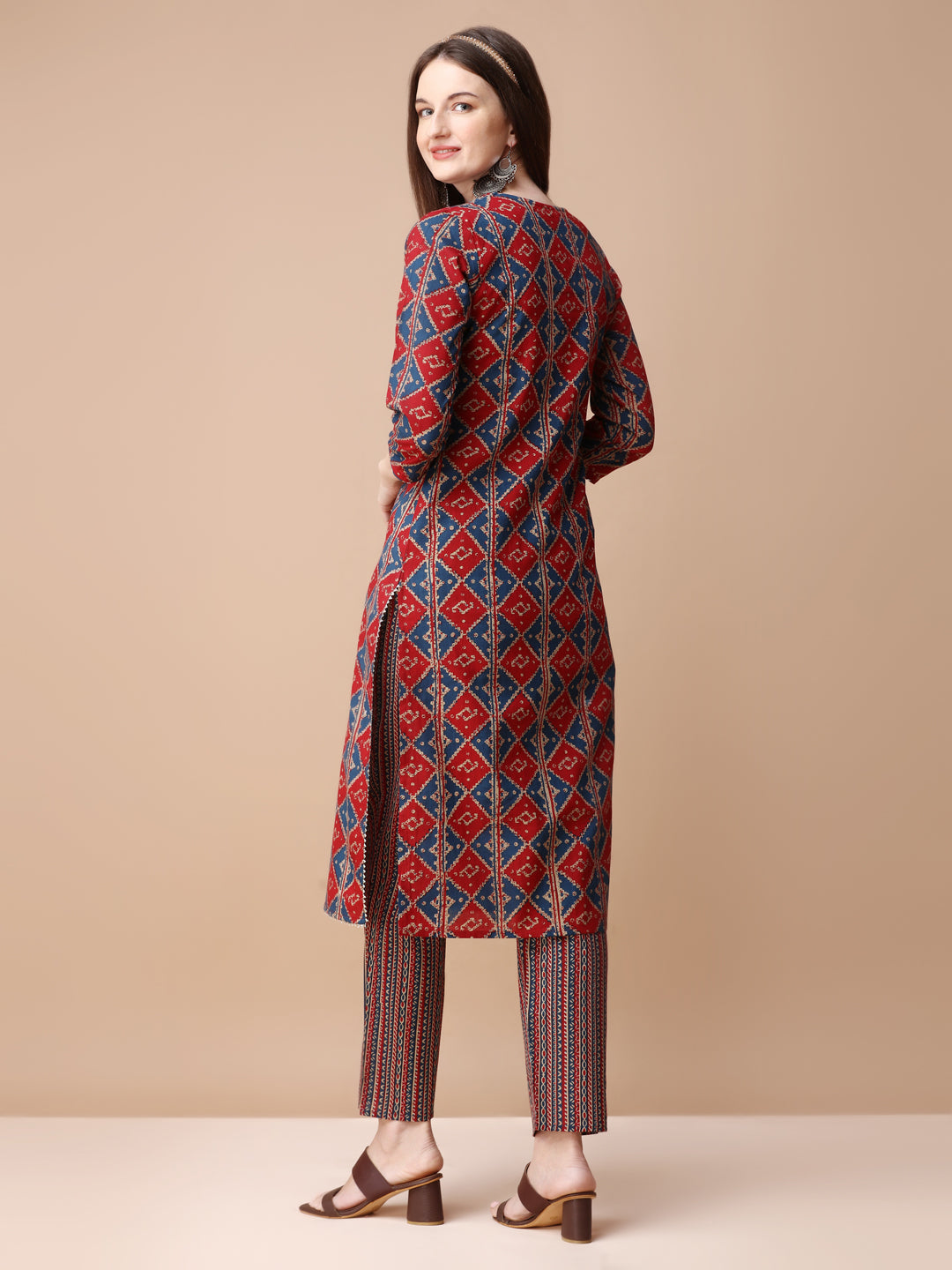 Printed & Little Mirror Embellished Kurta With Pant & Dupatta, Multicolor - Hiral Fashion - Distacart