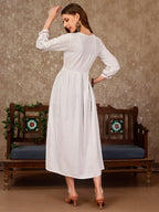 Embroidered Flared Rayon Kurta, Multicolor - Hiral Fashion
