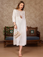 Embroidered Flared Rayon Kurta, Multicolor - Hiral Fashion