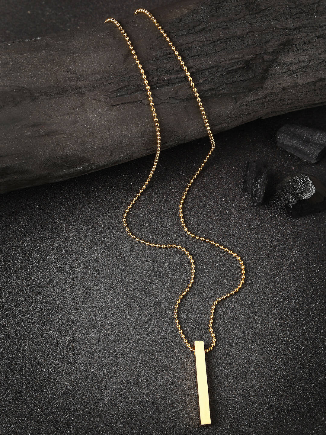 NVR Men Gold-Polished Geomatric Pendent With Chain