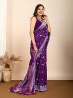 Purple Soft Silk Woven Meenakari Designer Saree - Vedanti