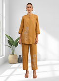 Joban Fashion Coral Cotton, Linen Embroidered Readymade Cord Set - Distacart