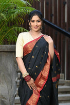 Beatitude Black Cotton Banarasi Saree