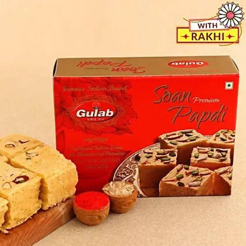 Premium Beads Flower Rakhi & Soan Papdi - Distacart