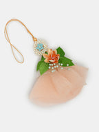 NVR Women & Men Set of 2 Peach Floral Design Pearl Beaded Bhaiya Bhabi Rakhi With Roli Chawal & Chocolate - Distacart