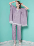 Women Republic Purple Cotton Kafttan With Palazzo - Distacart
