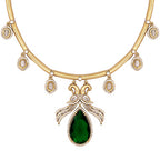 Nuyug 18K Gold Plated Pear Drop Emerald Edge Necklace Set