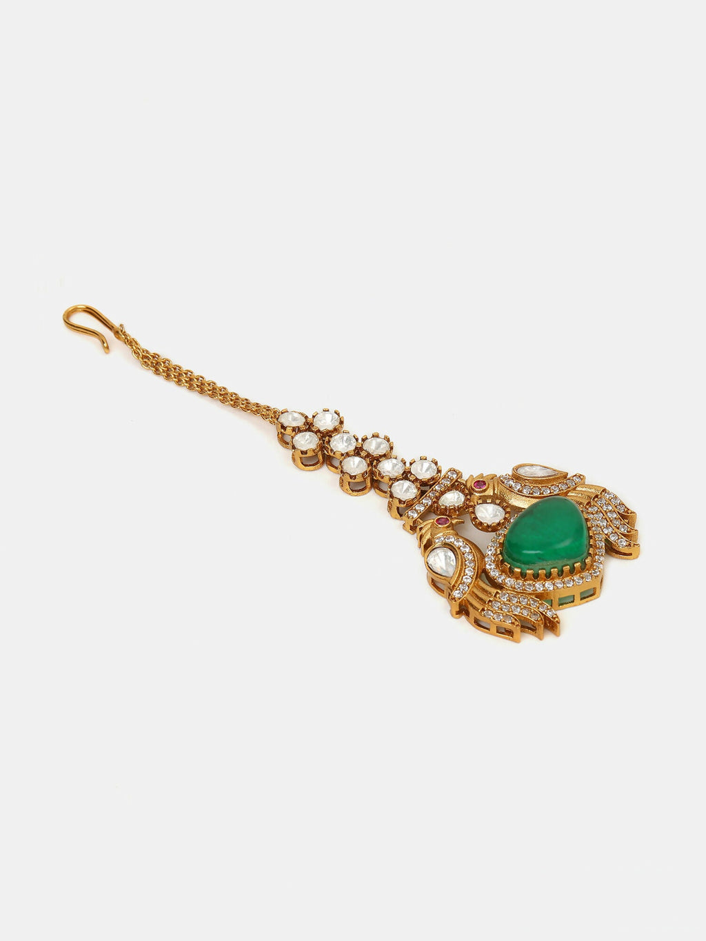 Ruby Raang Heart Kundan Maang Tikka - Distacart