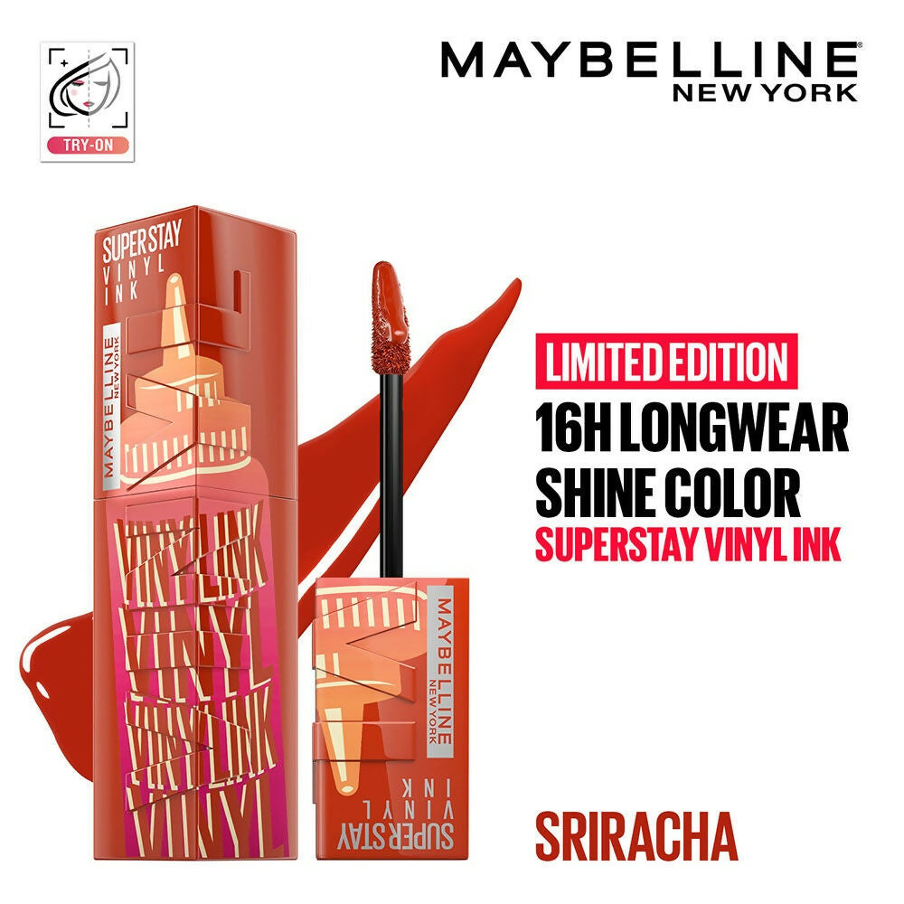 Maybelline New York Super Stay Vinyl Ink Liquid Lipstick, Instant Shine Lasts Up To 16H - Siracha Sauce