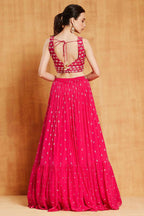 Jyoti Fashion Graceful Rani Pink Sequence with Zari Embroidered Faux Georgette Lehenga Choli with Dupatta